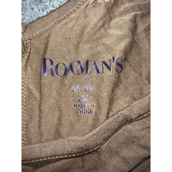 Roaman's Top Shirt Womens 26W 28W Mocha Mousse V-Neck Flare Hem Soft Knit - Picture 6 of 7